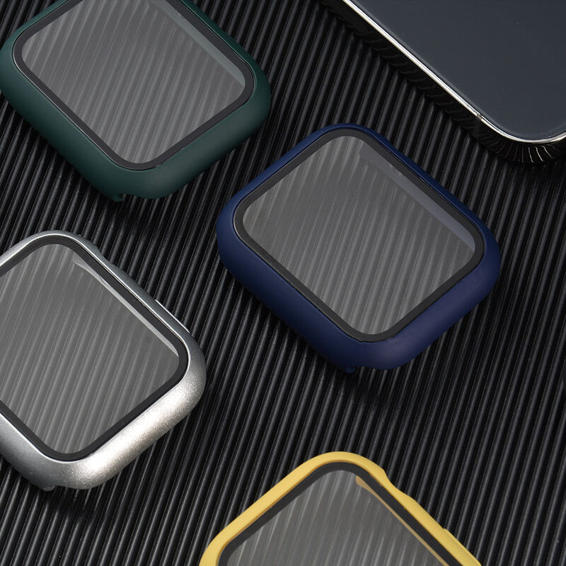Watch Accessories Tempered Film Hard Case for Apple Watch Series 7 41mm 45mm 40mm 44mm Bumper Protective Case 38mm 42mm