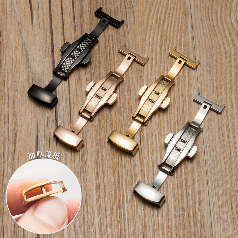 New Watch Accessories Double Open Butterfly Buckle Stainless Steel Watch with Hot Sale Folding Watch Buckle