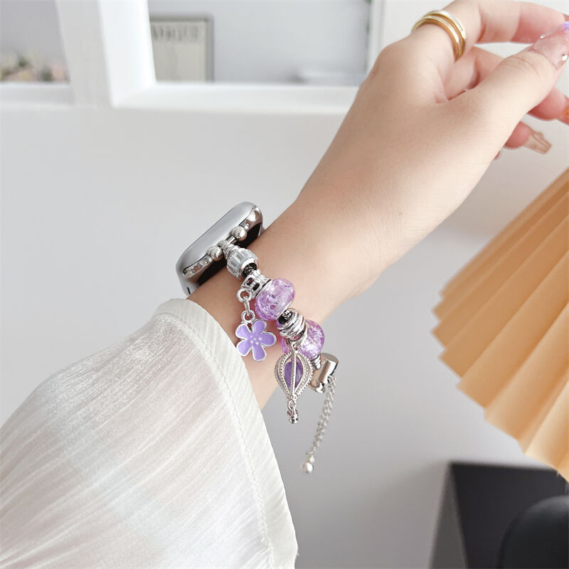 Personalized Custom PC Bead Metal Watch Band for Apple Watch S8 Ultra 49mm SE 7654 40mm 42mm 38mm Stainless Steel Watch Strap