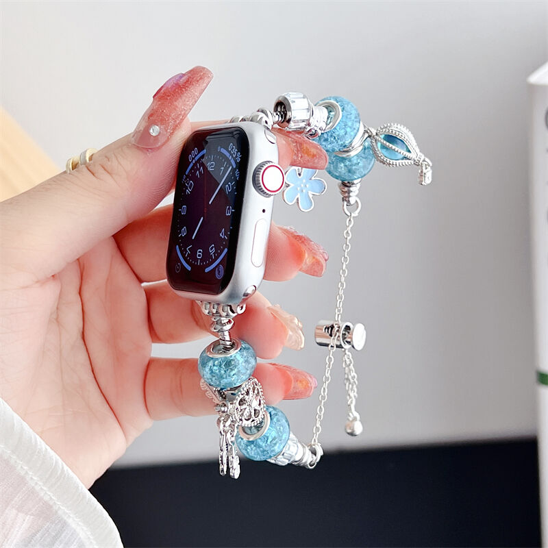 Personalized Custom PC Bead Metal Watch Band for Apple Watch S8 Ultra 49mm SE 7654 40mm 42mm 38mm Stainless Steel Watch Strap