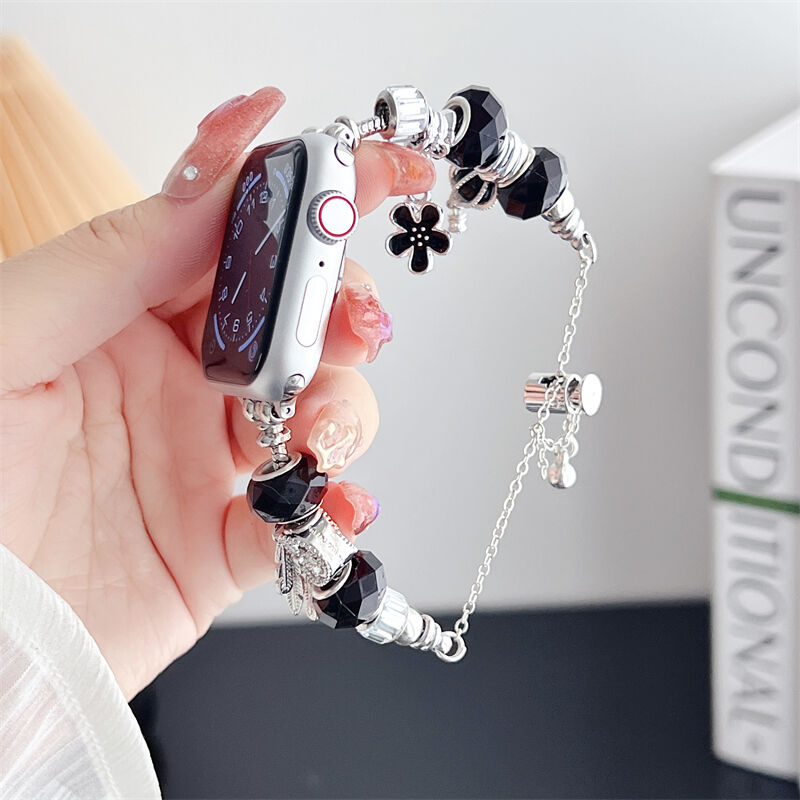 Personalized Custom PC Bead Metal Watch Band for Apple Watch S8 Ultra 49mm SE 7654 40mm 42mm 38mm Stainless Steel Watch Strap