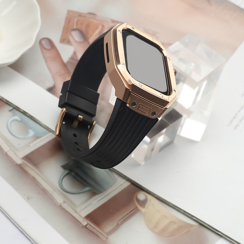 Bands Case for Apple Watch 44mm 45mm, Rugged Metal Bumper Men TPU Strap Protective Cover Accessories for IWatch Series 9 8 7
