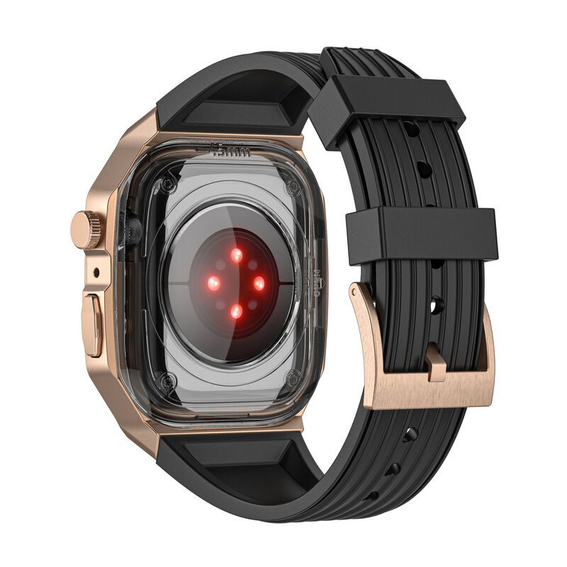 Bands Case for Apple Watch 44mm 45mm, Rugged Metal Bumper Men TPU Strap Protective Cover Accessories for IWatch Series 9 8 7