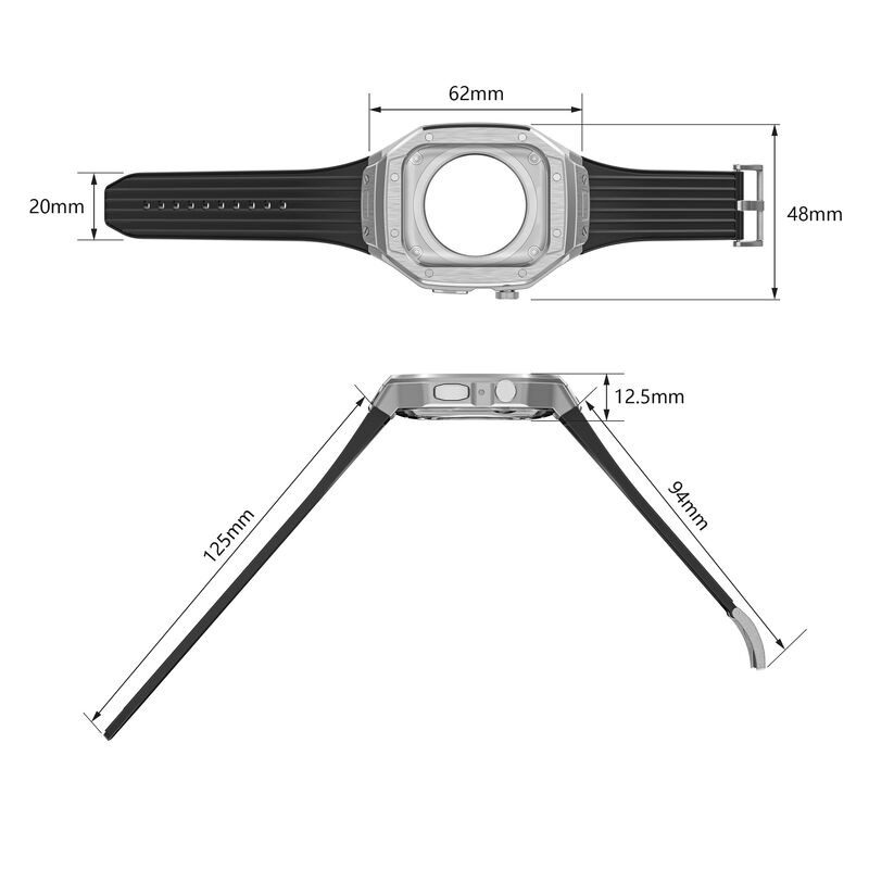 Bands Case for Apple Watch 44mm 45mm, Rugged Metal Bumper Men TPU Strap Protective Cover Accessories for IWatch Series 9 8 7
