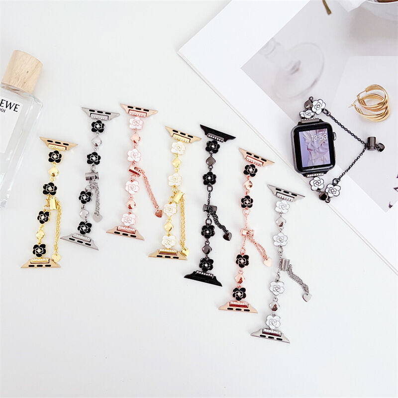 Smartwatch Adjustable Girl Women Fashion Love Flower Bracelet Metal Band for Apple Watch Series