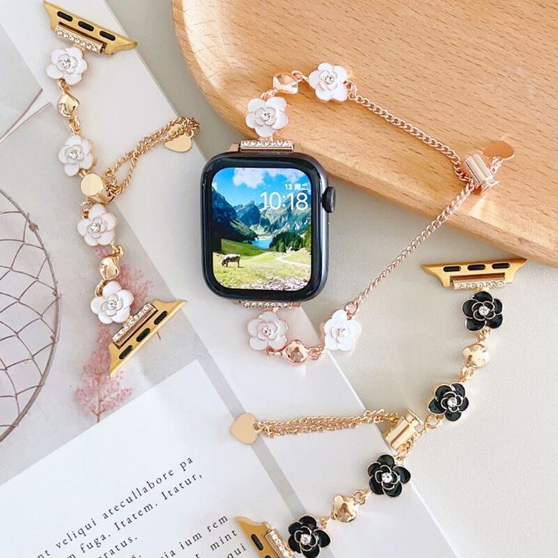 Smartwatch Adjustable Girl Women Fashion Love Flower Bracelet Metal Band for Apple Watch Series