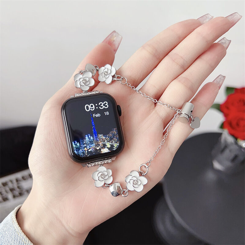 Smartwatch Adjustable Girl Women Fashion Love Flower Bracelet Metal Band for Apple Watch Series