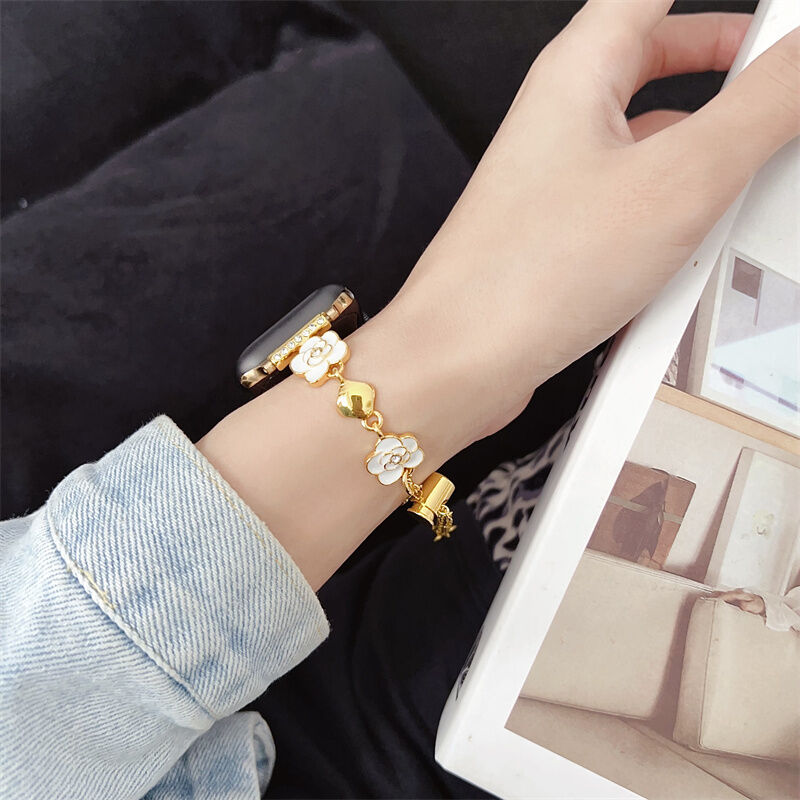 Smartwatch Adjustable Girl Women Fashion Love Flower Bracelet Metal Band for Apple Watch Series