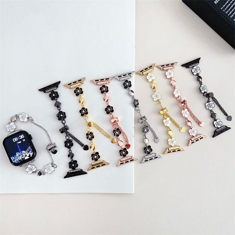 Smartwatch Adjustable Girl Women Fashion Love Flower Bracelet Metal Band for Apple Watch Series