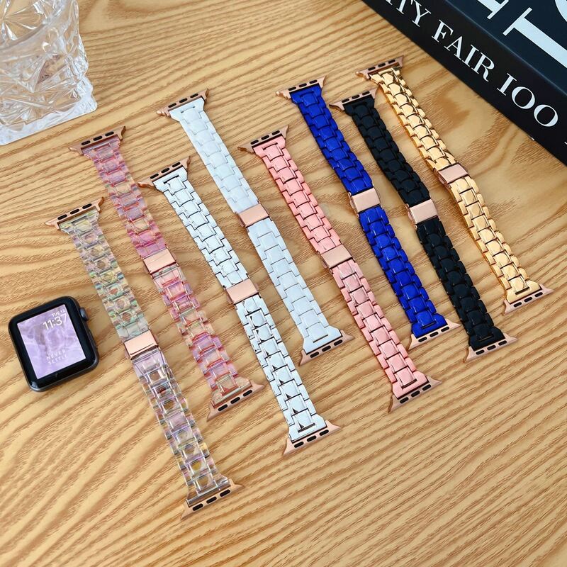 Candy Color  PC Acrylic Watch Band for Apple Watch Folding Buckle With Watch Cases Set