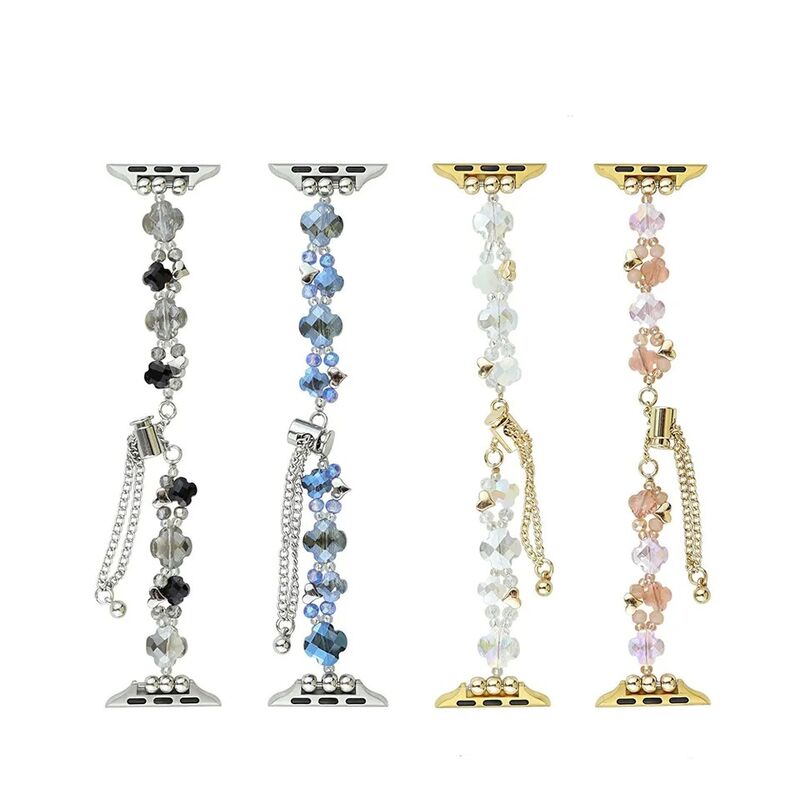 Crystal Beaded Chain Belt Metal Strap for I Watch 8/7/6/5/4 Luxury Fashion Jewelry Bracelet Smart Watch Band
