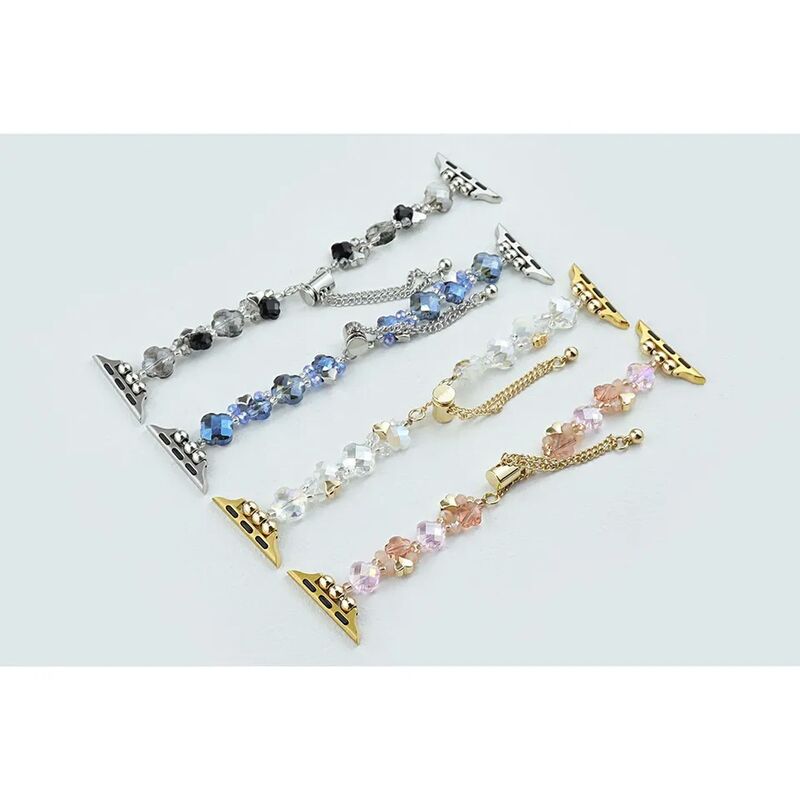 Crystal Beaded Chain Belt Metal Strap for I Watch 8/7/6/5/4 Luxury Fashion Jewelry Bracelet Smart Watch Band