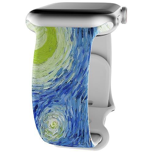 Custom Logo Rubber Print Pattern Strap Laser Engraved Silicone Western for I Watch Band Series SE 8 7 6 for Apple Watch