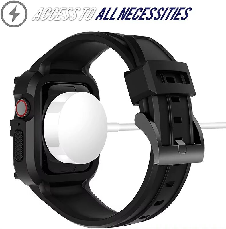 Band for Apple Watch Band 44mm Series 4 Series 6/5/SE, TPU Rugged Sports Band with Full Protection Case for Men/Women