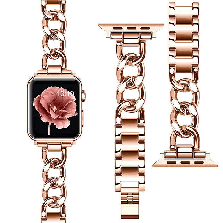Luxury Custom Gold Watch Band for Apple Watch 8 7 41 45mm 6 5 4 Women Stainless Steel Bracelet for IWatch Strap
