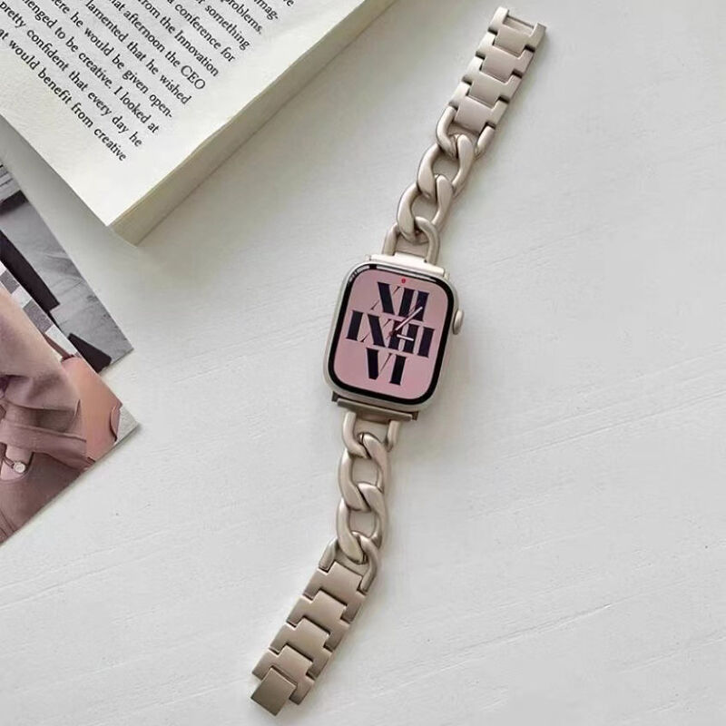 Luxury Custom Gold Watch Band for Apple Watch 8 7 41 45mm 6 5 4 Women Stainless Steel Bracelet for IWatch Strap
