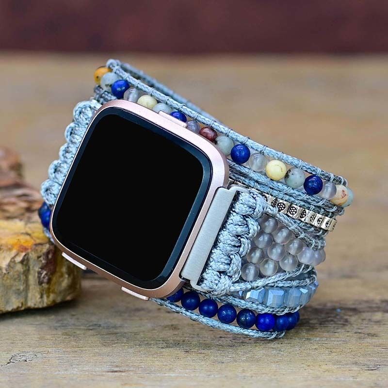 New Fashion Natural Stones for Fitbit Watch Strap Handmade Beaded Boho Crystal Quartz Watch Band for Fitbit Versa 2 Wholesale