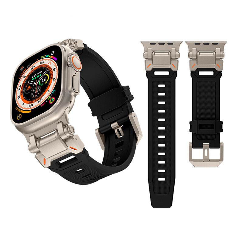 Stainless Steel 49mm explorer Men Rubber Replacement Rm Strap Sport Liquid Silicone Richardille Band for apple Watch 8 9 ultra 2