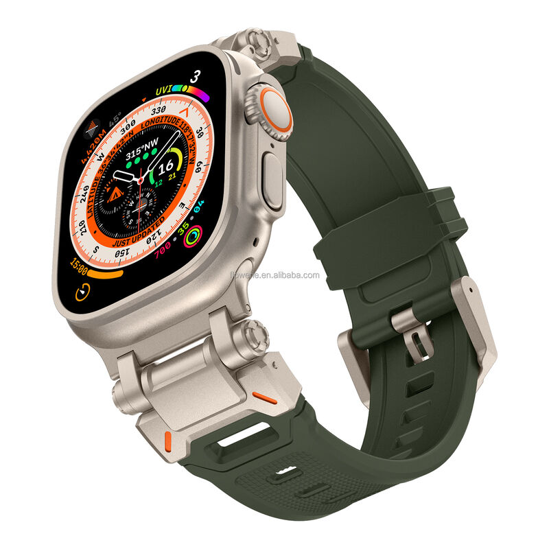 Stainless Steel 49mm explorer Men Rubber Replacement Rm Strap Sport Liquid Silicone Richardille Band for apple Watch 8 9 ultra 2