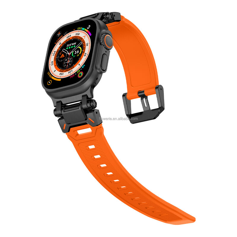 Stainless Steel 49mm explorer Men Rubber Replacement Rm Strap Sport Liquid Silicone Richardille Band for apple Watch 8 9 ultra 2