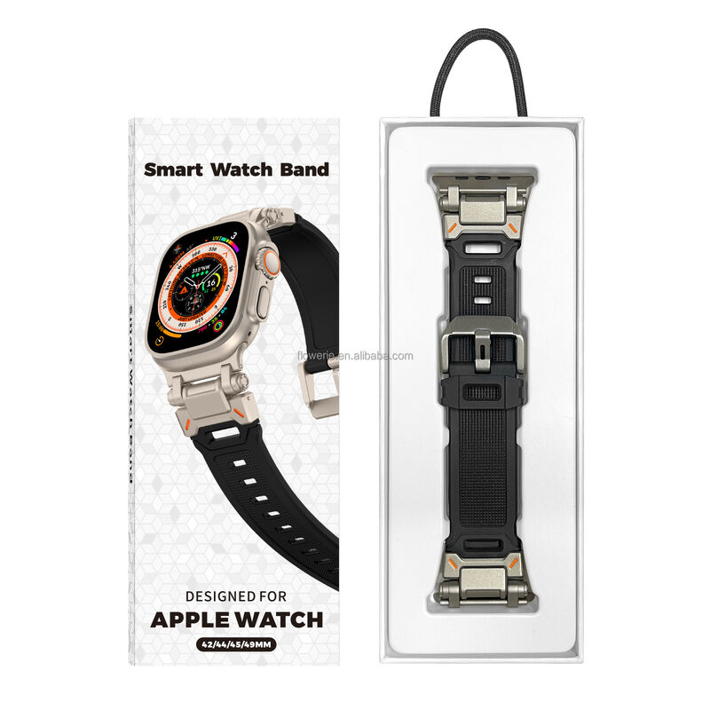 Stainless Steel 49mm explorer Men Rubber Replacement Rm Strap Sport Liquid Silicone Richardille Band for apple Watch 8 9 ultra 2