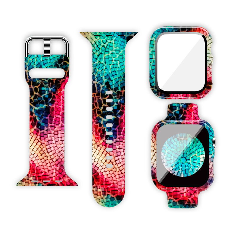 Case and Bands for Apple Watch 44/42/38/41/45MM Band Screen Protector Cover Glass Silicone Wristband Strap for IWatch SE 345678