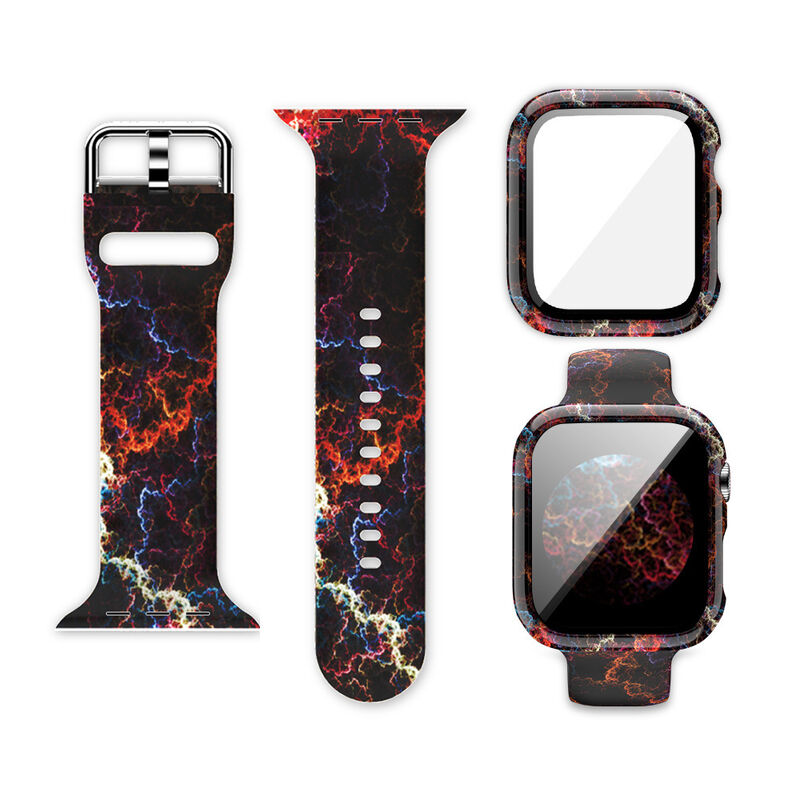 Case and Bands for Apple Watch 44/42/38/41/45MM Band Screen Protector Cover Glass Silicone Wristband Strap for IWatch SE 345678