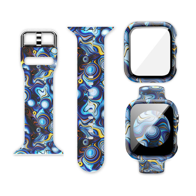 Case and Bands for Apple Watch 44/42/38/41/45MM Band Screen Protector Cover Glass Silicone Wristband Strap for IWatch SE 345678