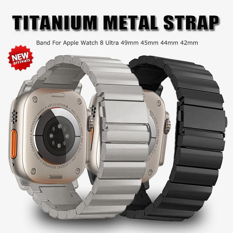 Luxury New Titanium Alloy Metal Watch Band for Apple Watch Ultra 2/8/SE Straps with Titanium Adapters for IWatch 41MM 45MM