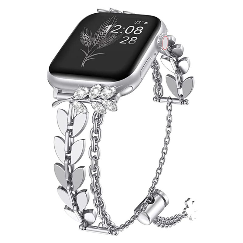 Bling Band for Apple Watch Band 38mm 40mm 42mm 44mm, Women Glitter Leather Strap with Bling Diamond Band for apple Watch