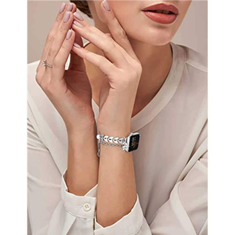 Bling Band for Apple Watch Band 38mm 40mm 42mm 44mm, Women Glitter Leather Strap with Bling Diamond Band for apple Watch