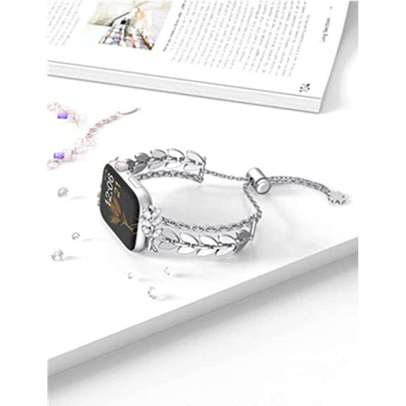 Bling Band for Apple Watch Band 38mm 40mm 42mm 44mm, Women Glitter Leather Strap with Bling Diamond Band for apple Watch