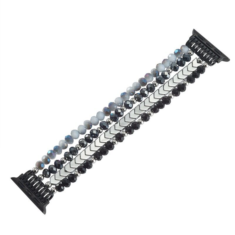 Fashion Creative Trendy Brand Pearl Chain Crystal Agate Wristband Stainless Steel Smartwatch Strap for Apple Watch Ultra Band