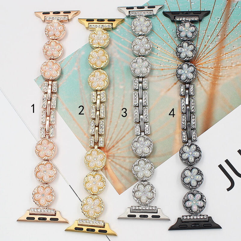 Cute Flower Rhinestone Replacement Strap for Apple Watch Band 38 40 41 42 44 45 49 Mm for Iwatch Ultra 2 Se 9 8 7 6 5 Bracelet