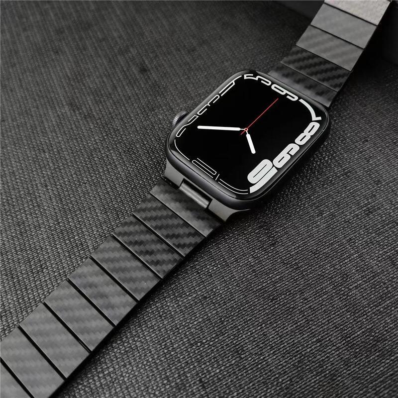 Series 34567SE Luxury Carbon Fiber Link Watch Band Strap Detachable Smart Watch Solid Band Strap Lightweight for Apple Watch