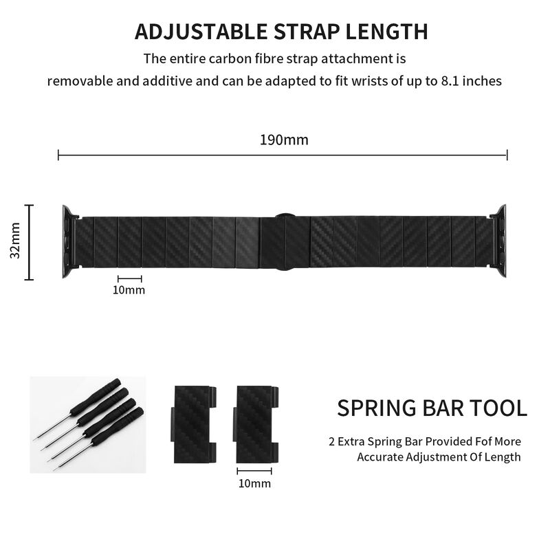 49/45/44/42 41/40/38 mm Luxury Sport Lightweight Waterproof True Carbon Fiber Watch Band Strap for Apple Watch