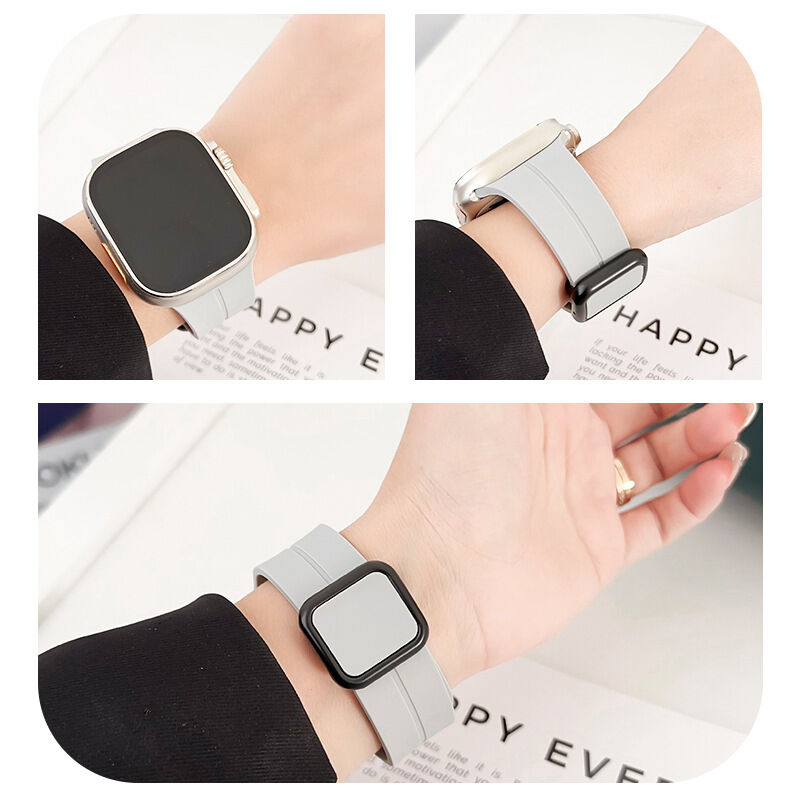 49MM Rubber Fashionable Magnetic Folding Buckle Silicone Smart Watch Strap for Apple Watch Band Ultra2