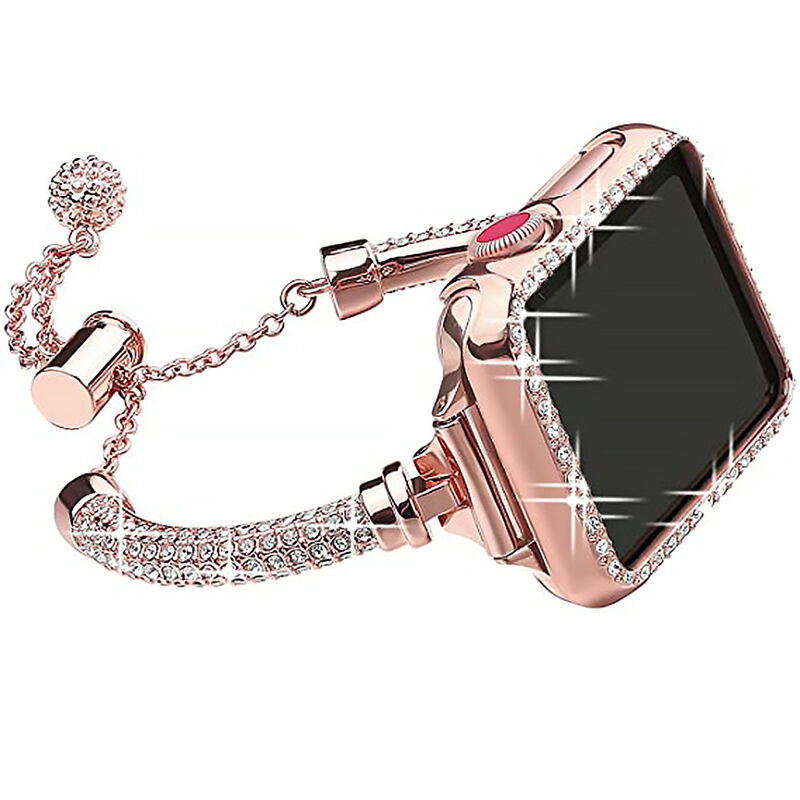 Elegant High Quality Women Smart Watch Diamond Stainless Steel Strap for Apple Watch Band