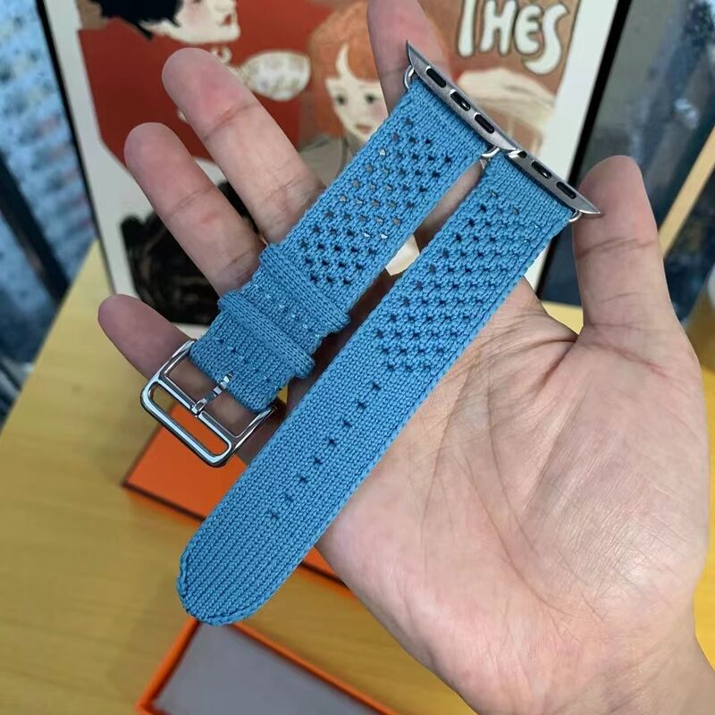 Custom Sport Rugged Nylon Braided Loop Fabric Woven Single Tour Watch Strap Band for Apple Watch 9 8 Ultra 7 6 40mm 49mm Tricot