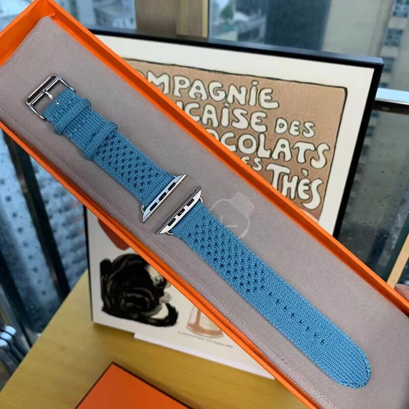 Custom Sport Rugged Nylon Braided Loop Fabric Woven Single Tour Watch Strap Band for Apple Watch 9 8 Ultra 7 6 40mm 49mm Tricot