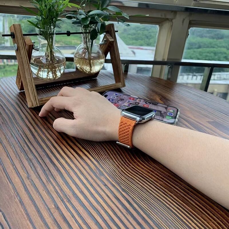 Custom Sport Rugged Nylon Braided Loop Fabric Woven Single Tour Watch Strap Band for Apple Watch 9 8 Ultra 7 6 40mm 49mm Tricot