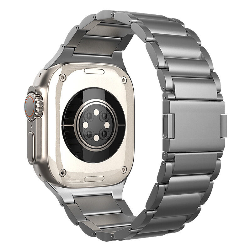 Quality Three Bead Connector Men Magnetic Clasp Bracelet for Apple Watch Series Ultra 2 Band 49mm TA1 Pure Titanium Watch Band