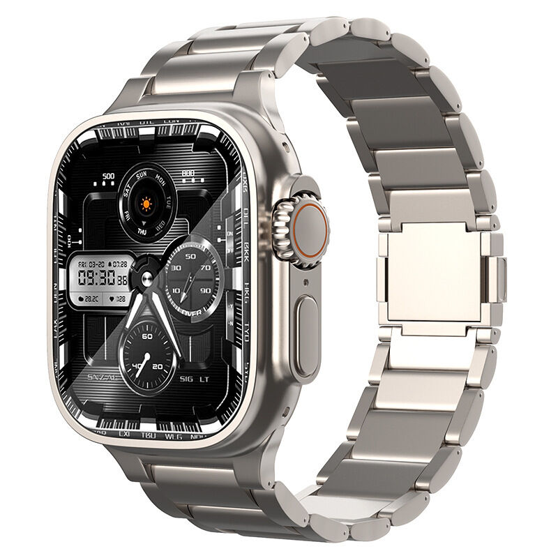 Quality Three Bead Connector Men Magnetic Clasp Bracelet for Apple Watch Series Ultra 2 Band 49mm TA1 Pure Titanium Watch Band