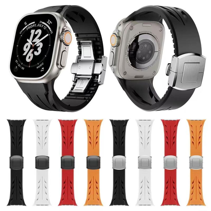 49mm for Apple Ultra 2 Rubber Watch Band Bracelet Luxury Adjustable Soft Silicone Breathable Sport 45mm I Watch Straps 10/9/8
