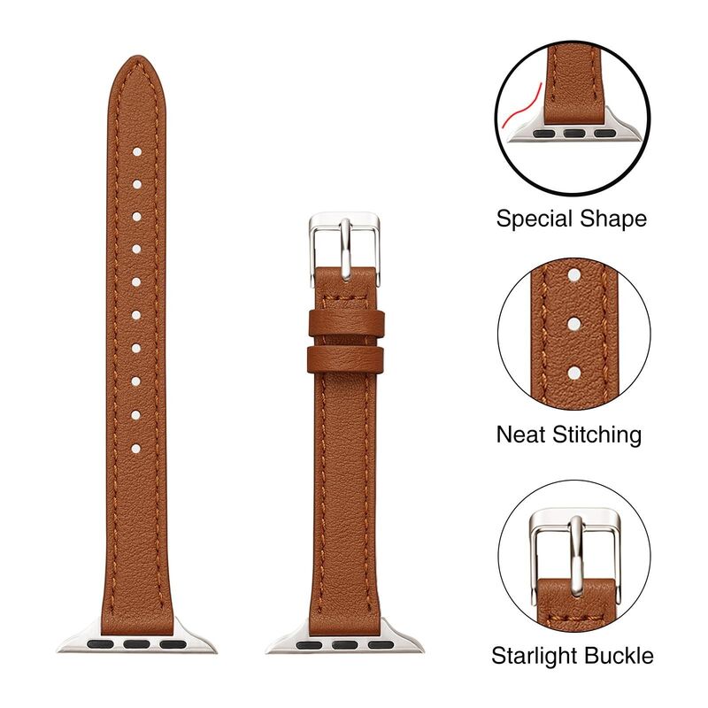 Premium Double Top Layer Cowhide Genuine Leather Watch Bands Straps for Apple IWatch 8/7/6/5/4/3/2/1 SE 38/49mm Wrist Watchband