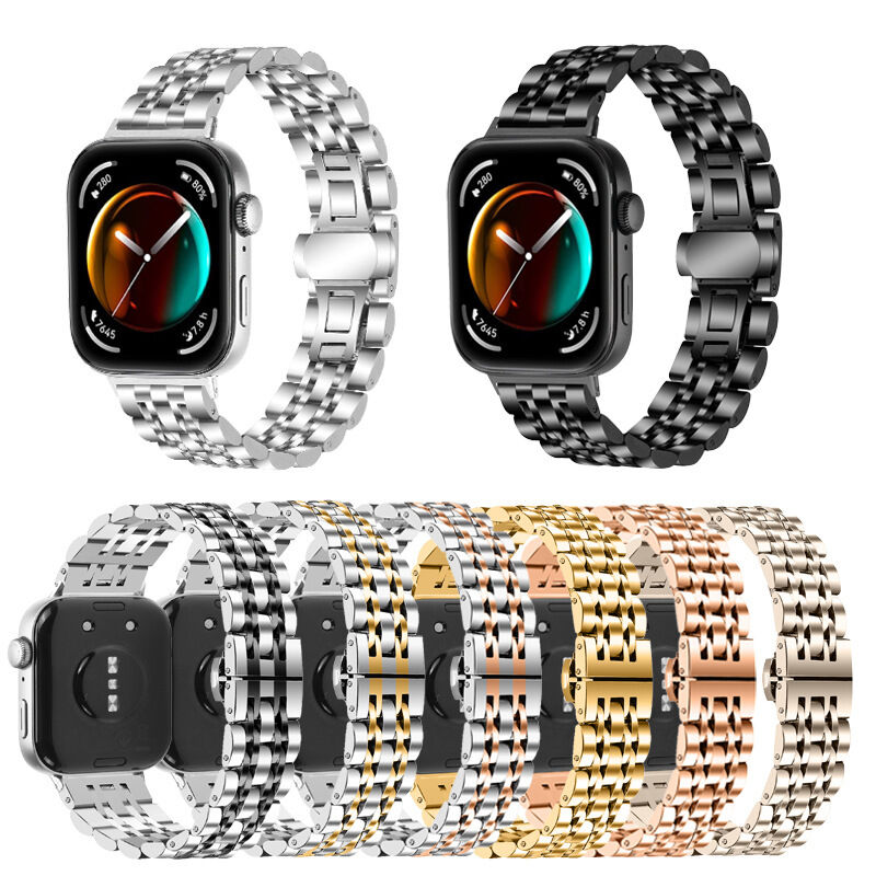 Seven Beads Metal Strap for Samsung Galaxy Fit 3 Metal Replacement Fashion Bracelet for Galaxy Fit 3 Stainless Steel Watch Bands