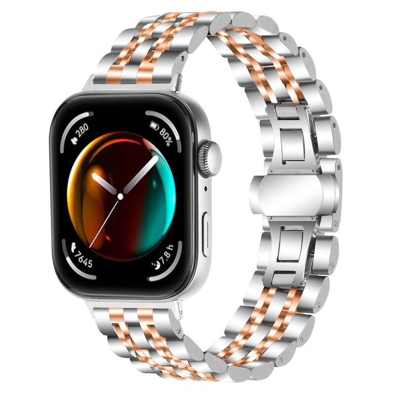 Seven Beads Metal Strap for Samsung Galaxy Fit 3 Metal Replacement Fashion Bracelet for Galaxy Fit 3 Stainless Steel Watch Bands