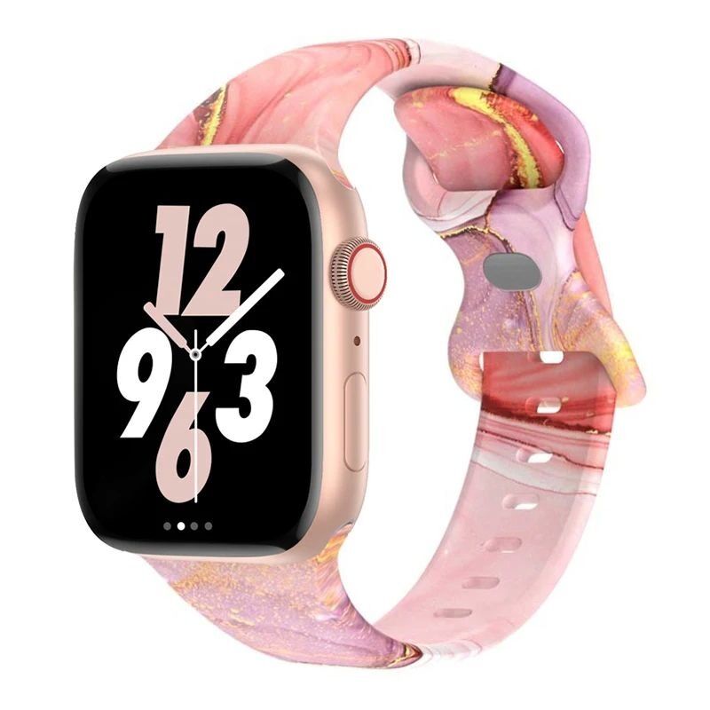 41mm 38mm 45mm 44mm 49mm Silicone Printed Floral Replacement for IWatch Series 8 7 SE 6 3 for Apple Watch Ultra Band
