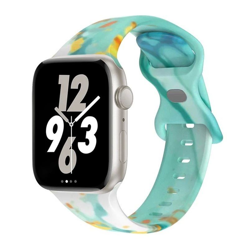 41mm 38mm 45mm 44mm 49mm Silicone Printed Floral Replacement for IWatch Series 8 7 SE 6 3 for Apple Watch Ultra Band