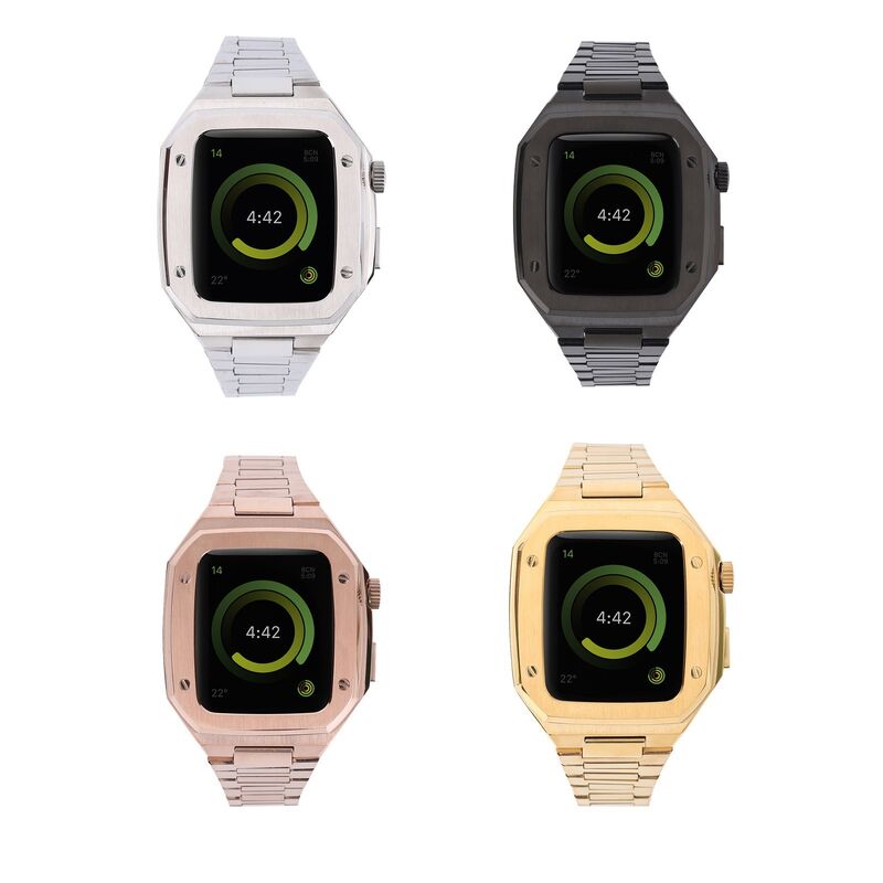 For Iwatch Band Series 7/4/5/6/SE Newest Business Design Protective Cover Stain Steel Accessories for Apple Watch Strap